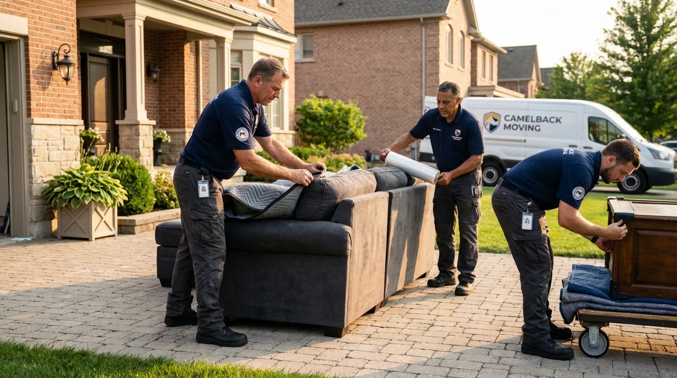 Large estate moving crew wrapping furniture in Brillion, WI