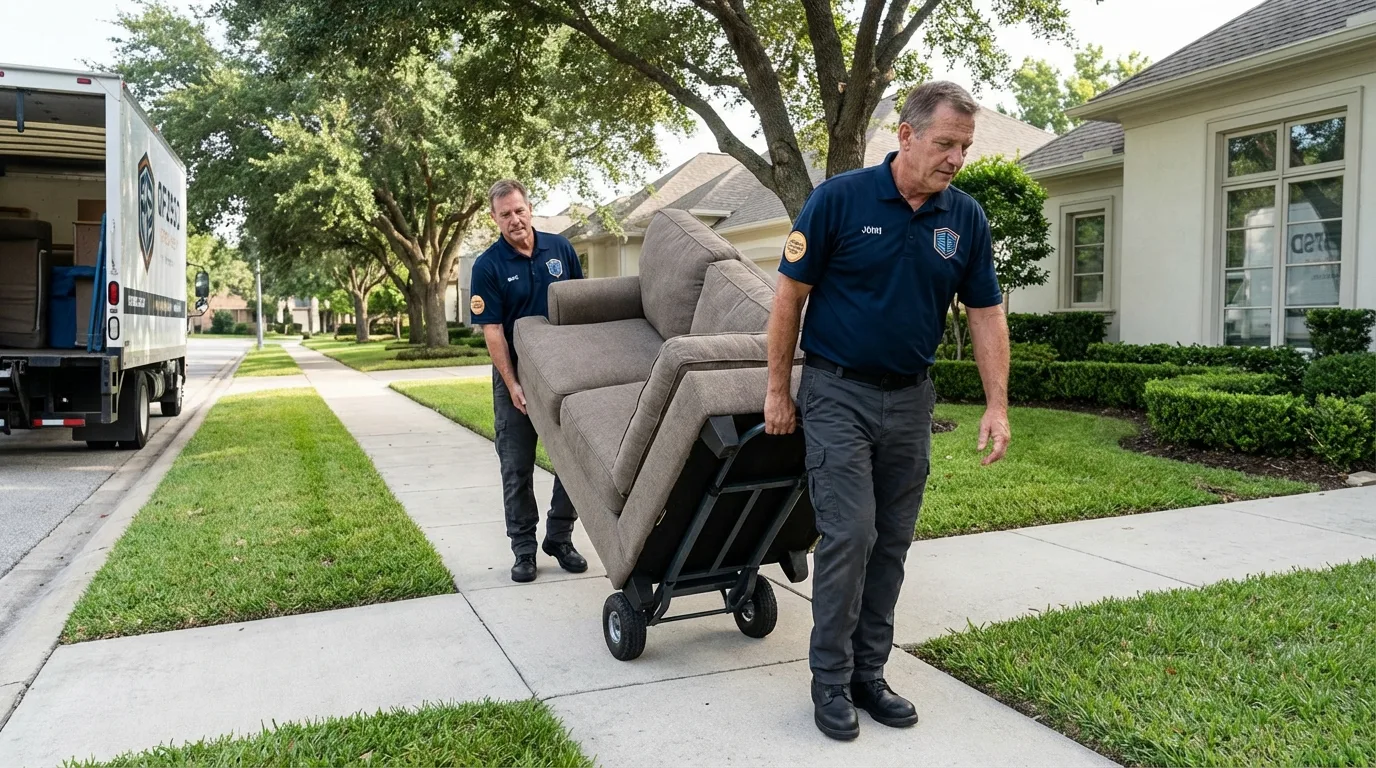 Local residential moving crew loading furniture in Brillion, WI